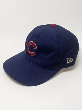 Vintage Chicago Cubs Logo Athletic MLB Snapback Hat Blue Red Baseball Cap